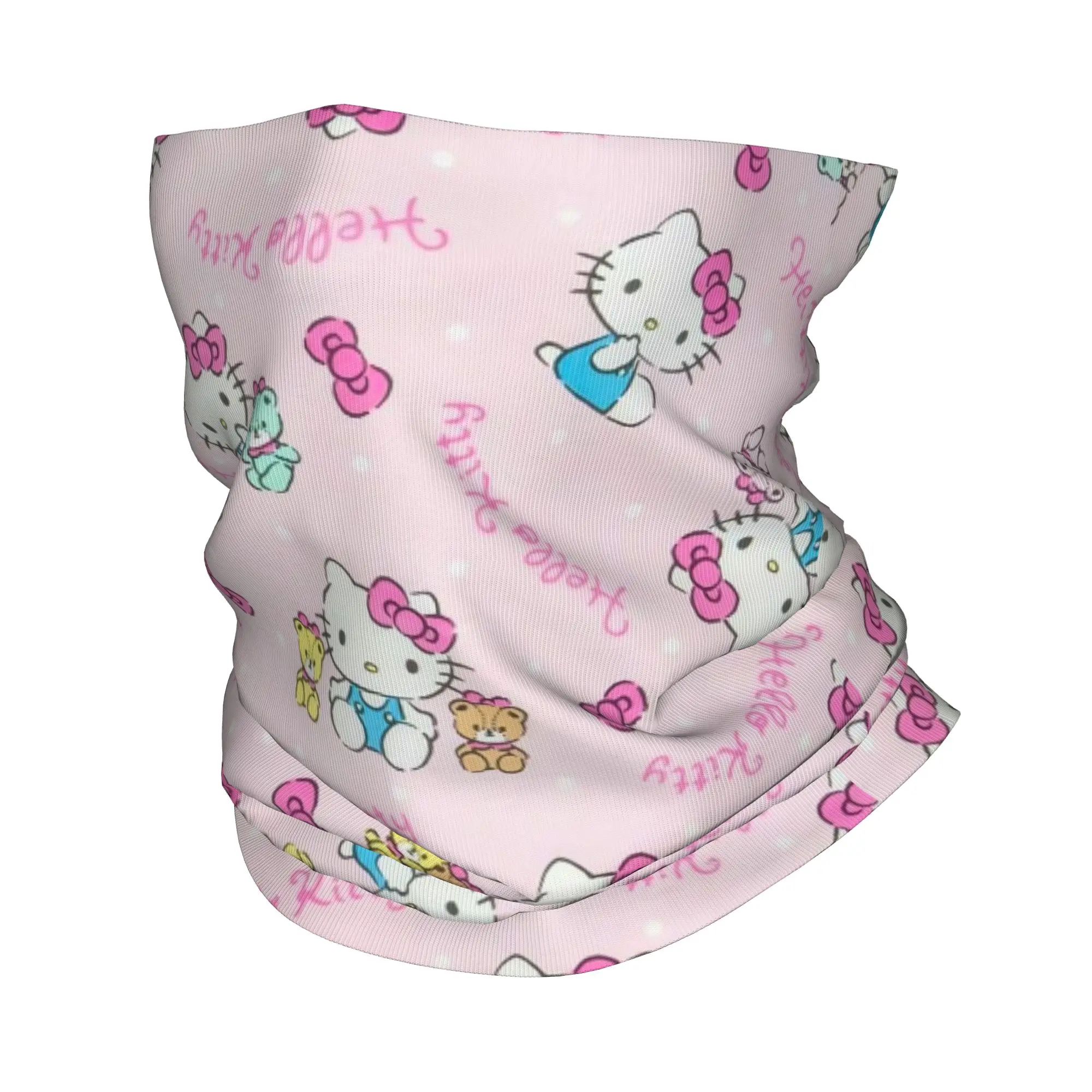 مرحبا كيتي الكرتون لطيف باندانا غطاء الرقبة المطبوعة أقنعة قناع الوجه وشاح دافئ ركوب الدراجات المشي لمسافات طويلة للجنسين الكبار تنفس #1