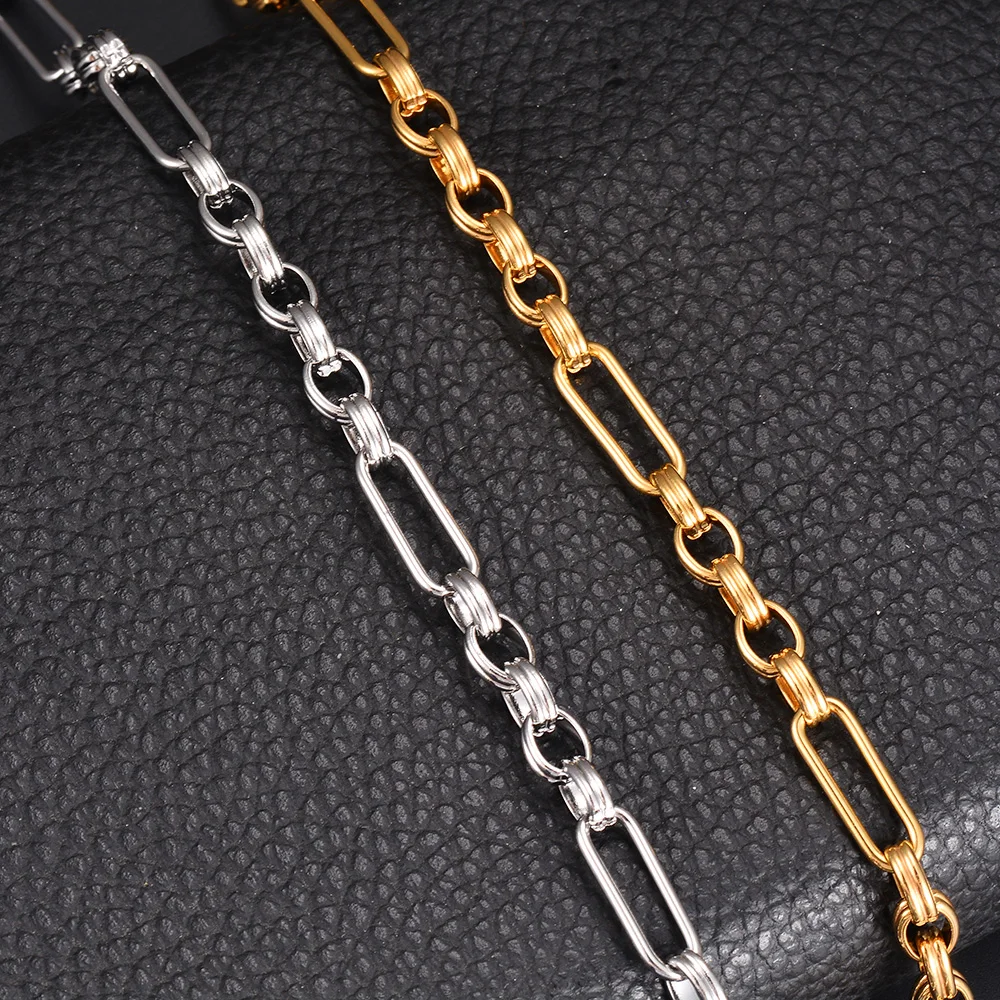 Großhandel 1m/Stück Breite 7mm Schwere Handgefertigte Gliederketten für Männer Edelstahl Hip-Hop-Kette Damen Halskette Punk-Schmuck – Detail 4