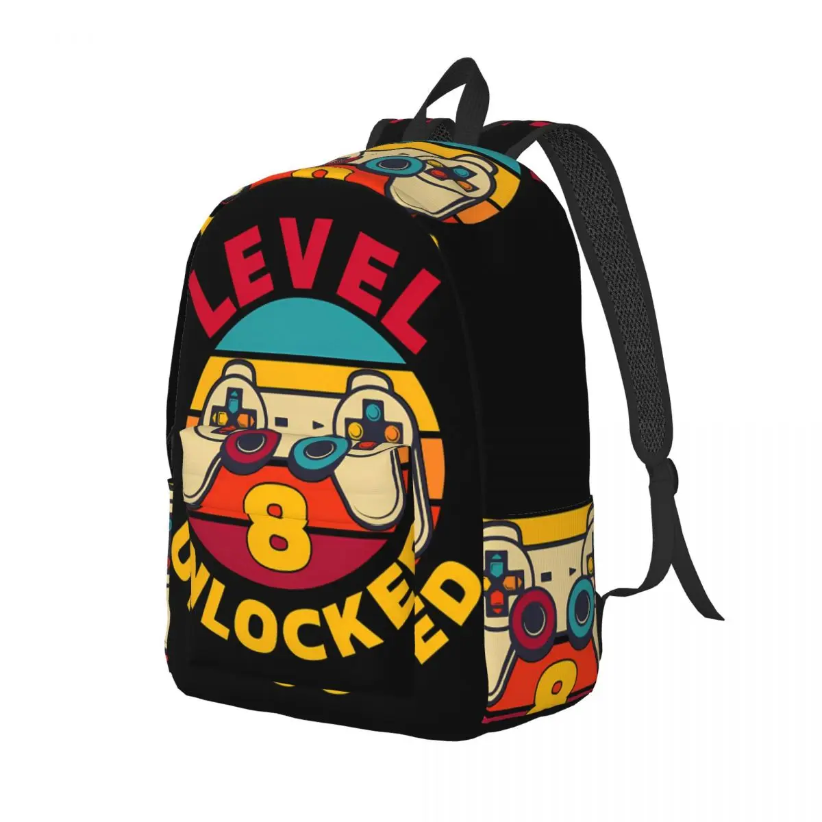 Funny Weapon Gamer Backpack Level 8 Teen Polyester Camping Backpacks Large Fun High School Bags Rucksack