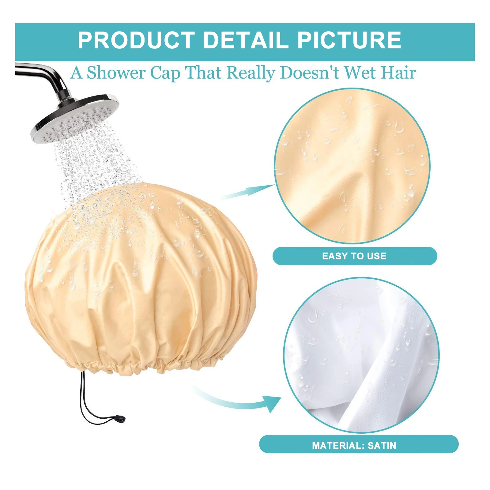 

3pcs ShowerCap Thickened Waterproof HairProtective SatinElastic BathingCaps WomenBathing HomeDailyUse