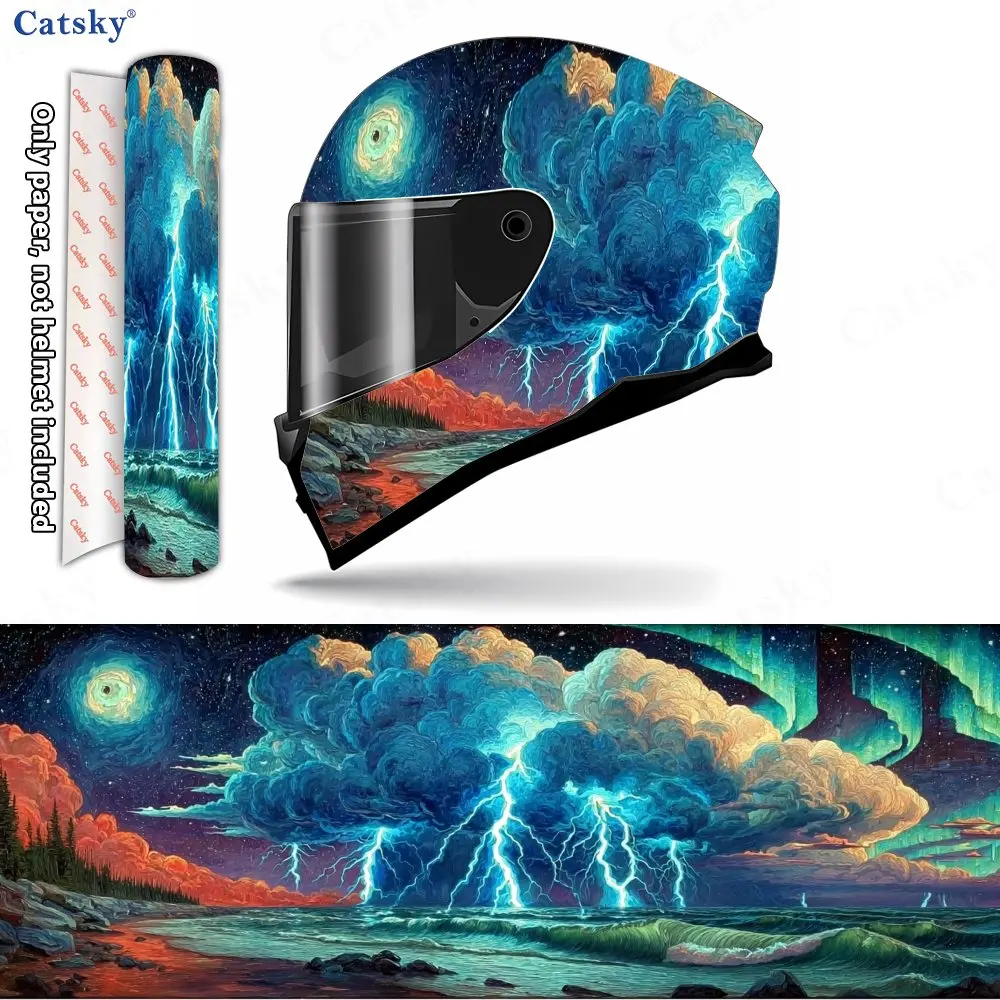 

Aurora Thunder Seaboard Helmet Vinyl Wraps, Waterproof Scratch-Resistant Full Face Helmet Decals, Durable PVC Decoration Protect