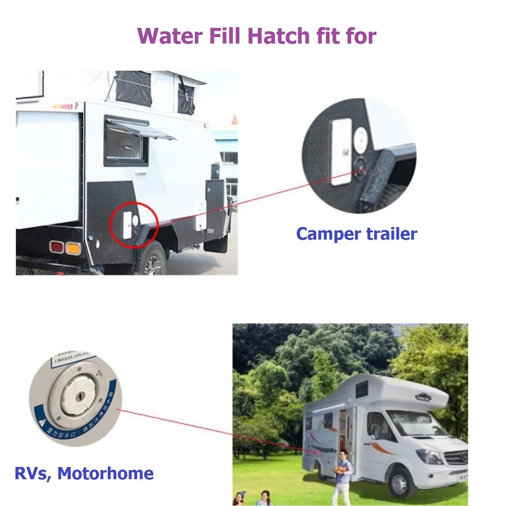 Vehicle Mounted Water Tank Filter Hatch Inlet Lockable for Camper Trailer Caravan Motorhome RVs/Marine Parts