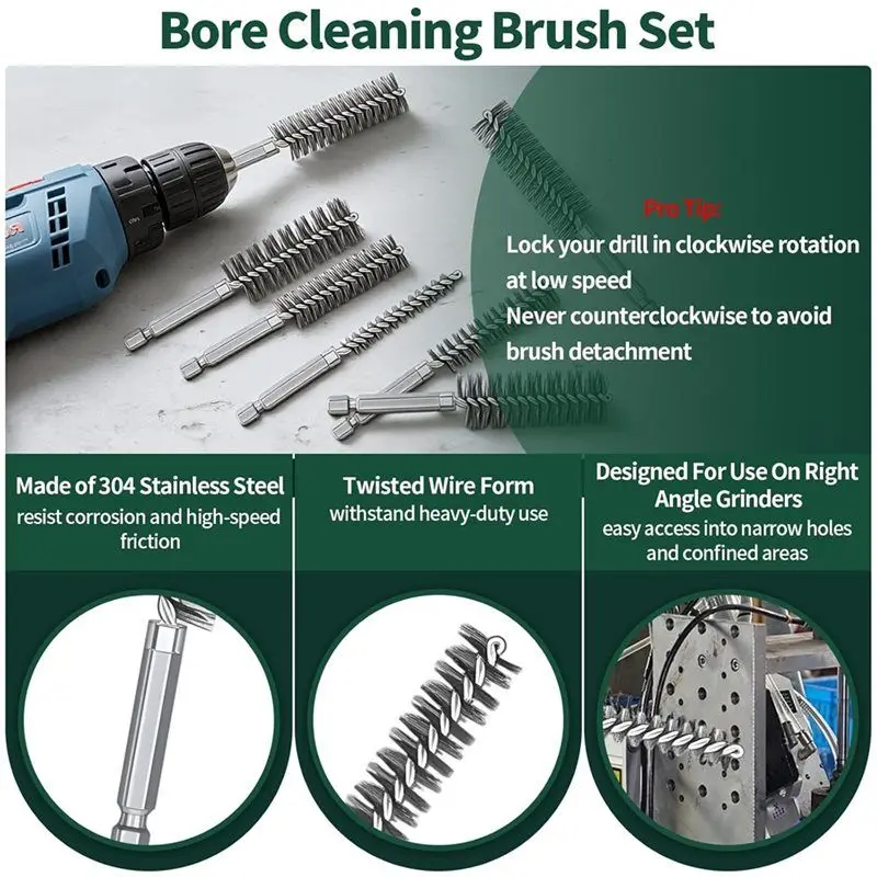 PORK-Brass& Stainless Steel Bristle Set(14Pcs) Wire Wheel For Drill 1/4 Inch Hex Shank For Scrubbing Cleaning Rust, Dirt Paint