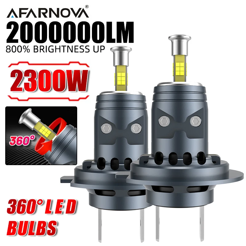

H7 360 Светодиодные лампы для фар 2000000LM 2000 Вт 4-сторонний 9588 CSP чип 3D H7 Автомобильные фары с автоматическим диодом Турбовентилятор для линз проектора
