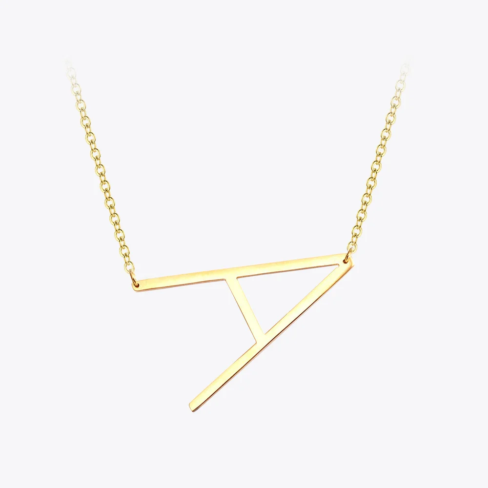 EnFashion Letter Necklaces Alphabet Initial Pendants Necklace Gold Color Stainless Steel Choker Necklace for Women Jewelry