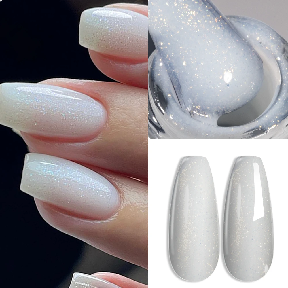 KODIES GEL 15ml Rubber Base Gel Milky White Shimmery Camouflage Gel Nail Polish Semi Permanent UV/LED Construction Manicure Nail