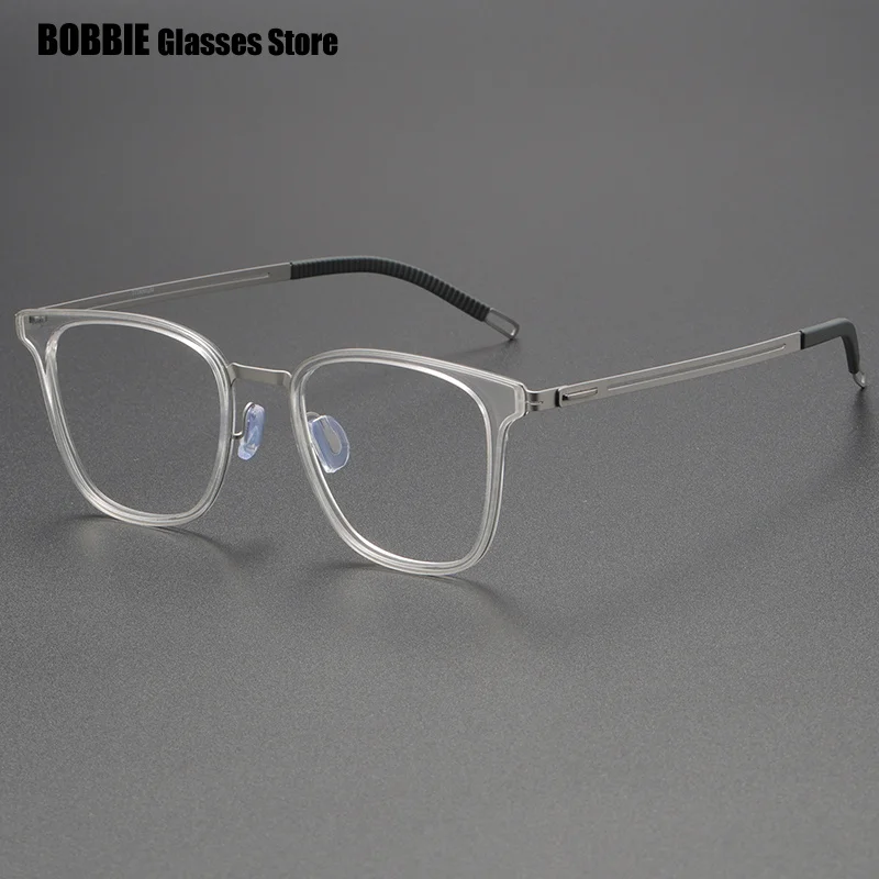 Large Square Glasses Frame Men Screwless Ultralight 8g Acetate Titanium Fashion Classic Prescription Eyeglasses Eyewear Gafas