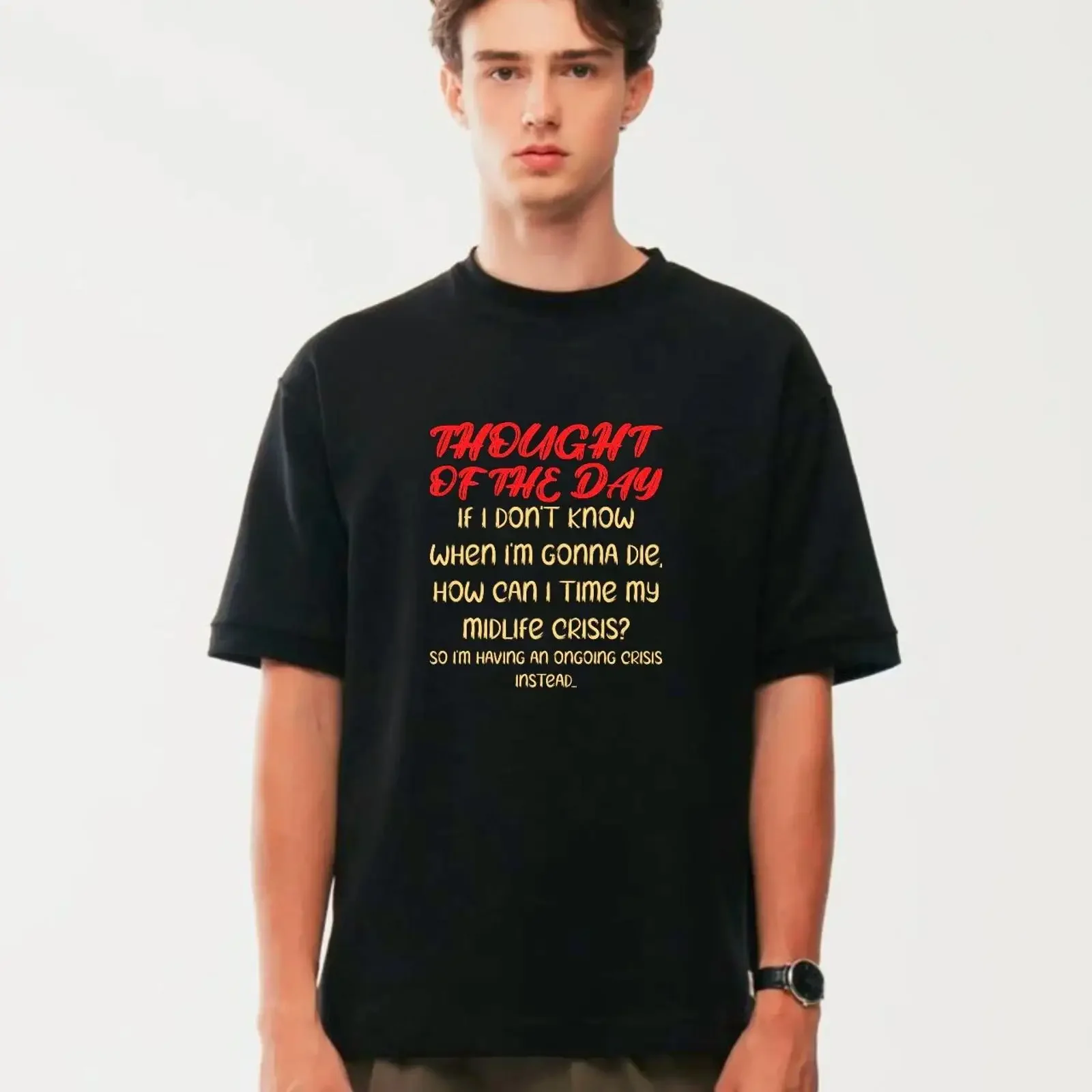 Funny T shirt Ongoing Crisis humorous quote graphic sarcastic joke unisex tee vintage Washed fashion Soft Breathable