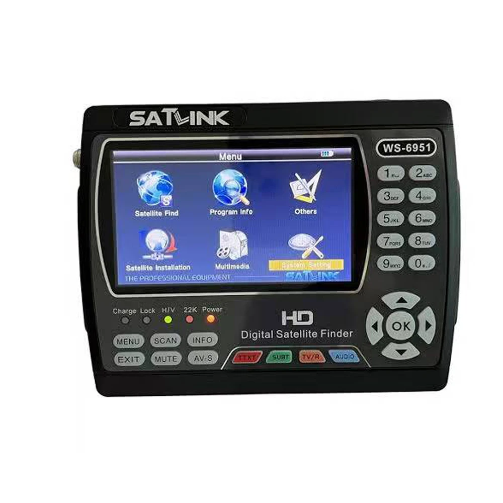 Satlink WS‑6951 Satellite Finder Meter DVB‑S DVB‑S2 MPEG‑2 MPEG‑4 Backlight LCD Digital TV Signal Detector