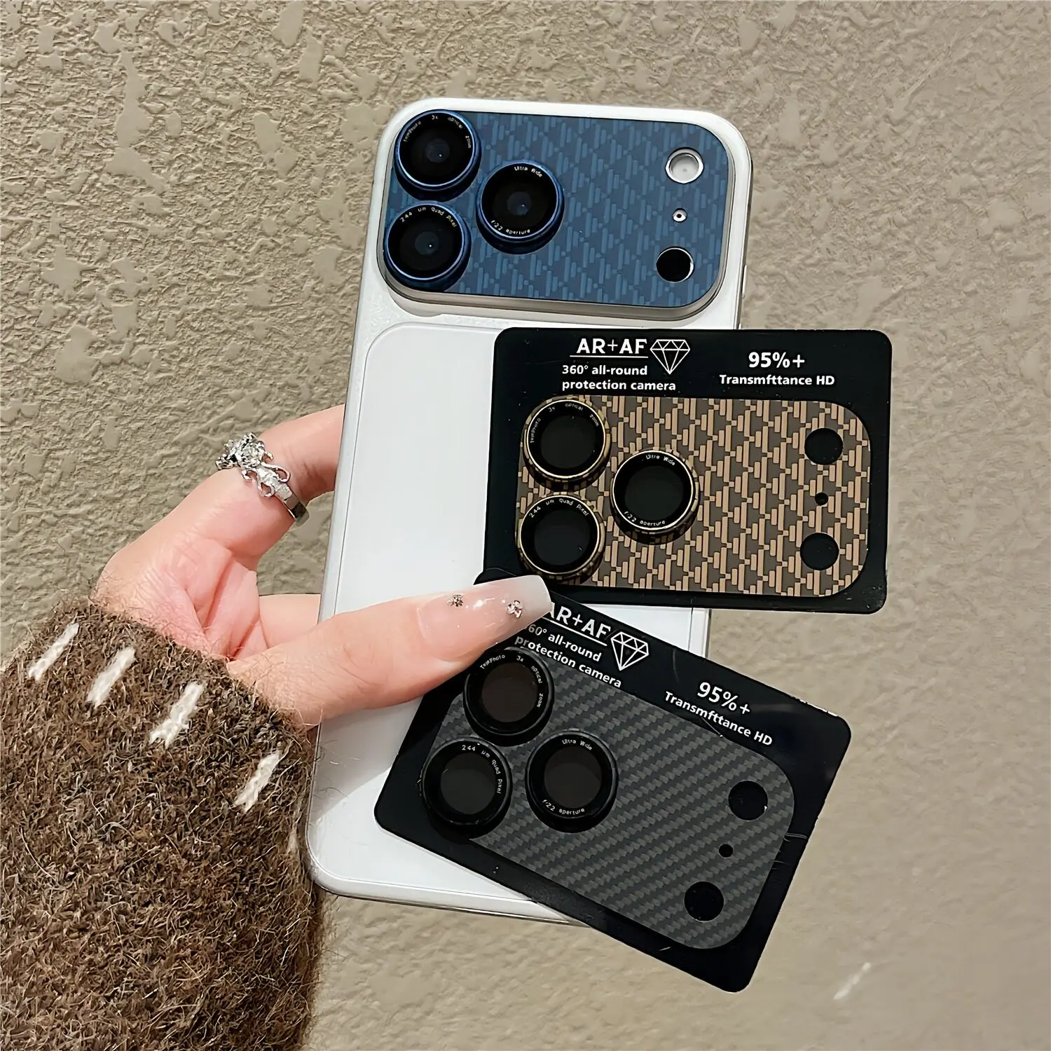 

3D Kevlar Carbon Fiber Full Camera Lens Protector Glass Cover for Apple IPhone 17 Pro Max 17 Pro Orginal Phone Metal Lens Case