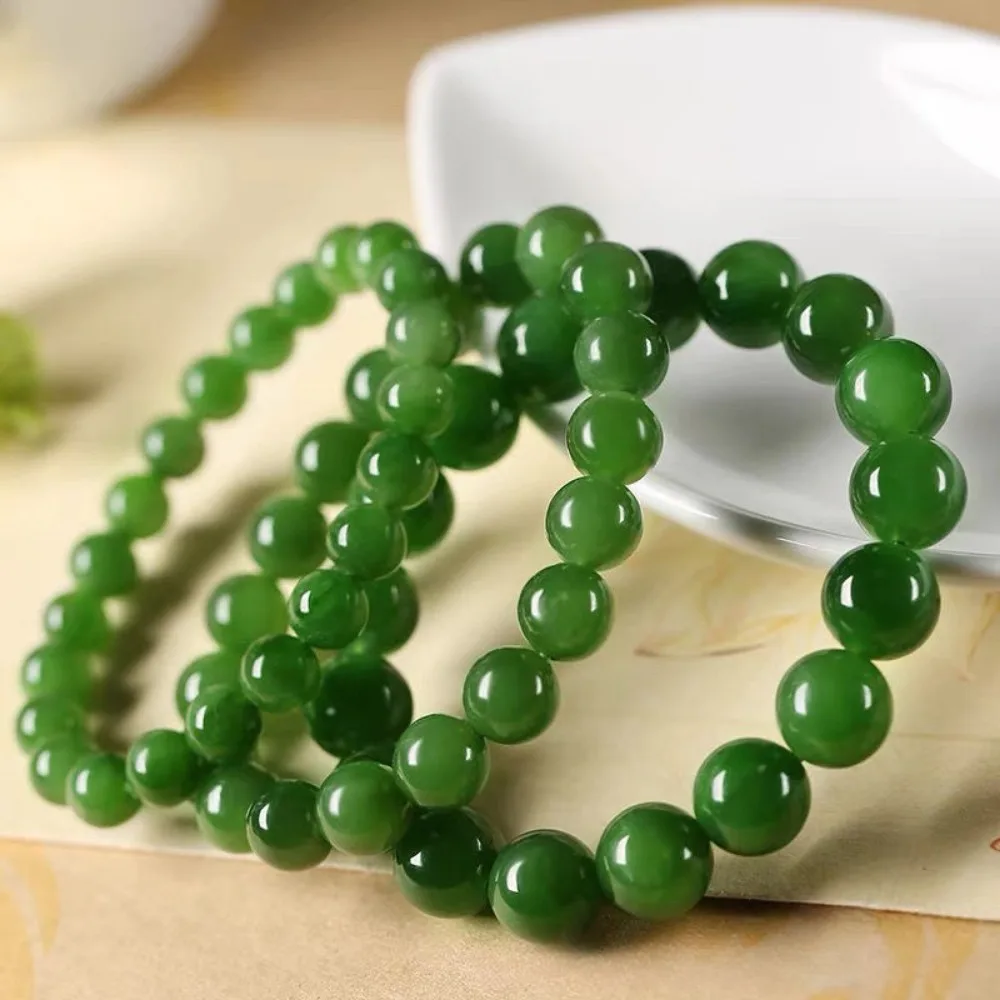 Natural Stone Green Jade Beads Jewelry Set for Women in Jewelry Sets Necklace Bracelet Energy Chalcedony 6/810mm Gift Wholesale