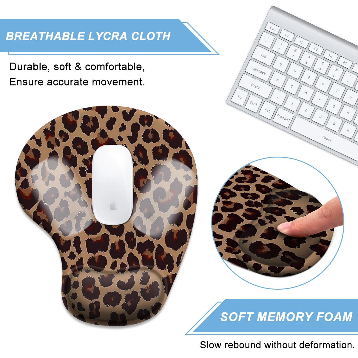 Leopard Print Mouse Pad Wrist Ergonomic Soft Anti-Slip Wrist Rest Support Mat Computer Mouse Pad for Office  PC