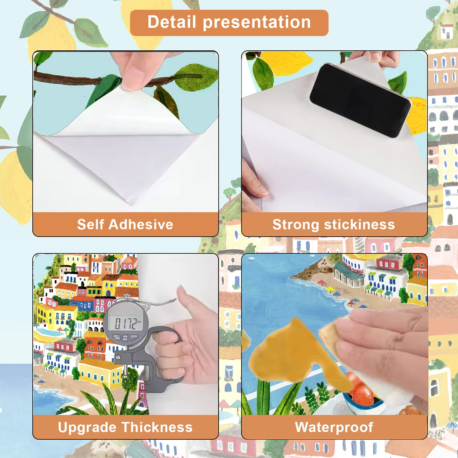 Positano Amalfi Coast Lemon Wall Sticker Mural Art Decal wallpaper Room Bedroom Living Room Interior Home Decor Self Adhesive