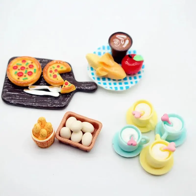 Maison de poupée Miniature gâteau Dessert pain ensemble de nourriture modèle accessoires de cuisine pour décoration de maison de poupée enfants semblant jouer jouets cadeau