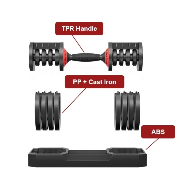 U-POWEX In Stock ABS Weight Dumbbell Set 25KG Adjustable Dumbbell 55LBS for Home Exercise