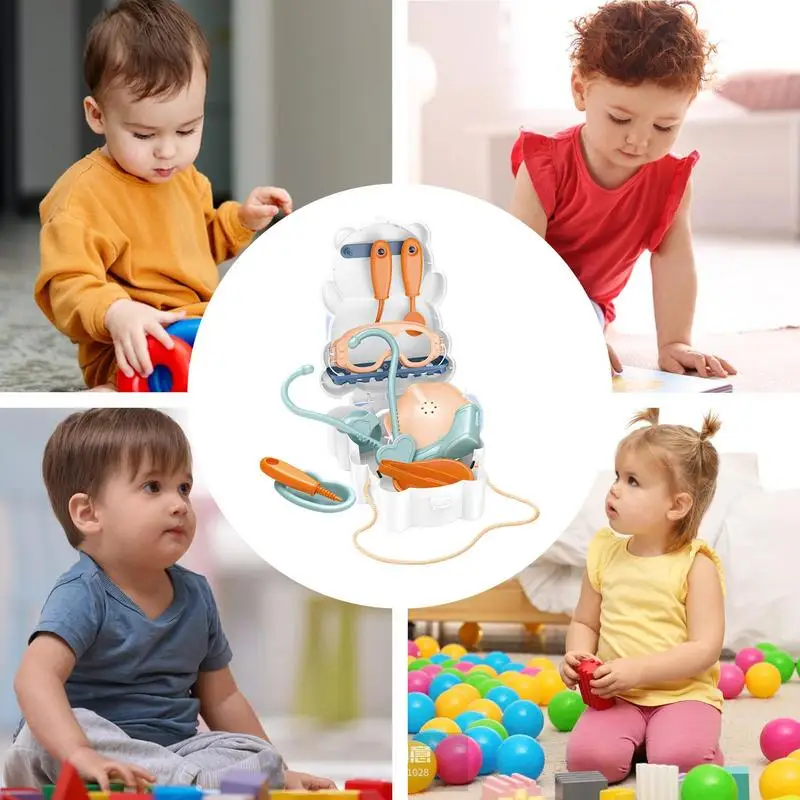 Fingir playset para a criança papel fingir jogar brinquedos com mochila de transporte tema de construção e médico papel fingir brinquedos para