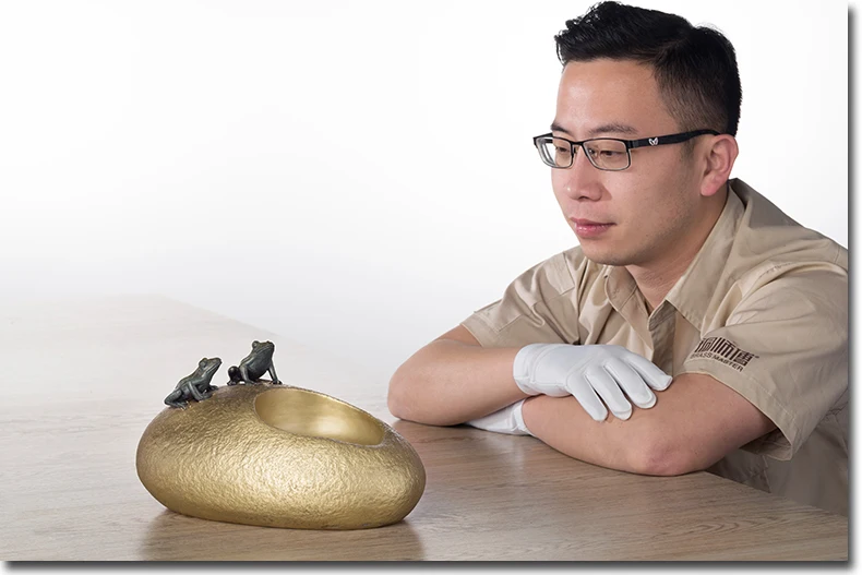 HOT SALE High-grade Business Artwork # office home  Money Drawing Good luck Golden Frog Ashtray incensory copper statue