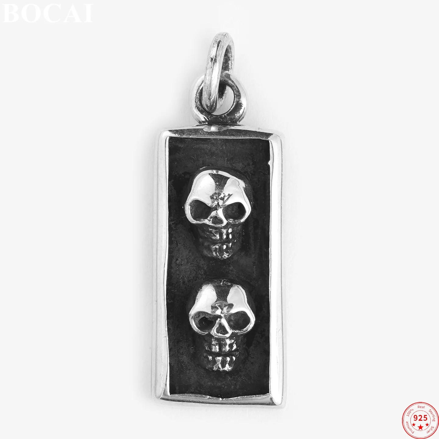

BOCAI S925 Подвески из стерлингового серебра для женщин и мужчин Ретро рельефный череп узор Очаровательный амулет Модные ювелирные изделия оптом