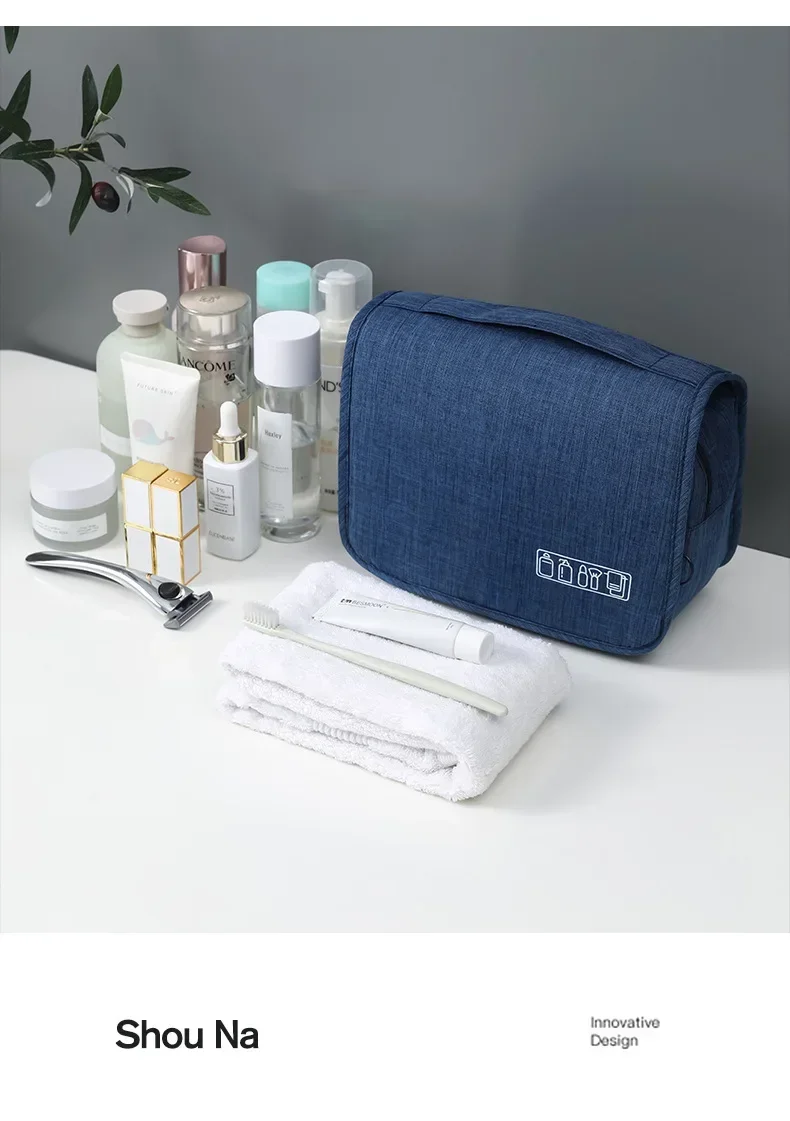 Oxford Stoff Männer Business Tragbare Aufbewahrungstasche Toilettenartikel Organizer Frauen Kosmetiktasche Wasserdicht Hängende Reise Waschbeutel – Detail 12