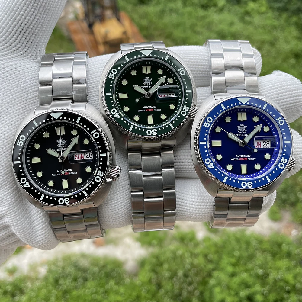 Мужские наручные часы STEELDIVE SD1972 V2 Abalone 20 бар водонепроницаемые двойной календарь NH36 механизм супер светящиеся механические часы для
