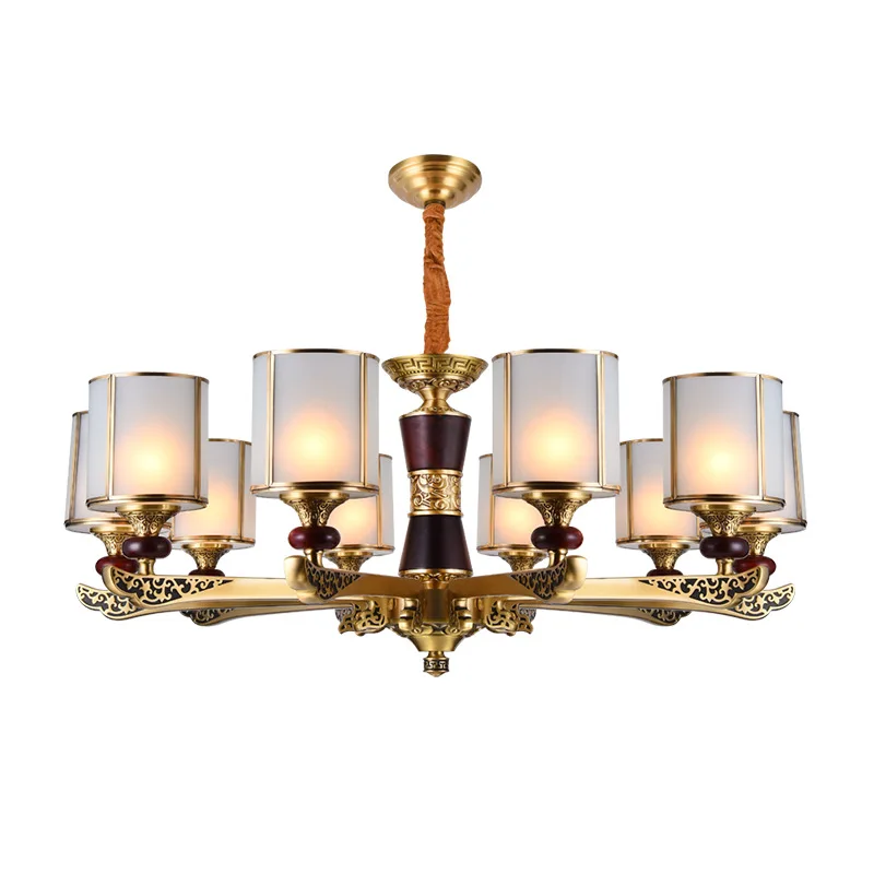 

New Chinese chandelier, all copper, dining room, solid wood branch, atmospheric bedroom lamp
