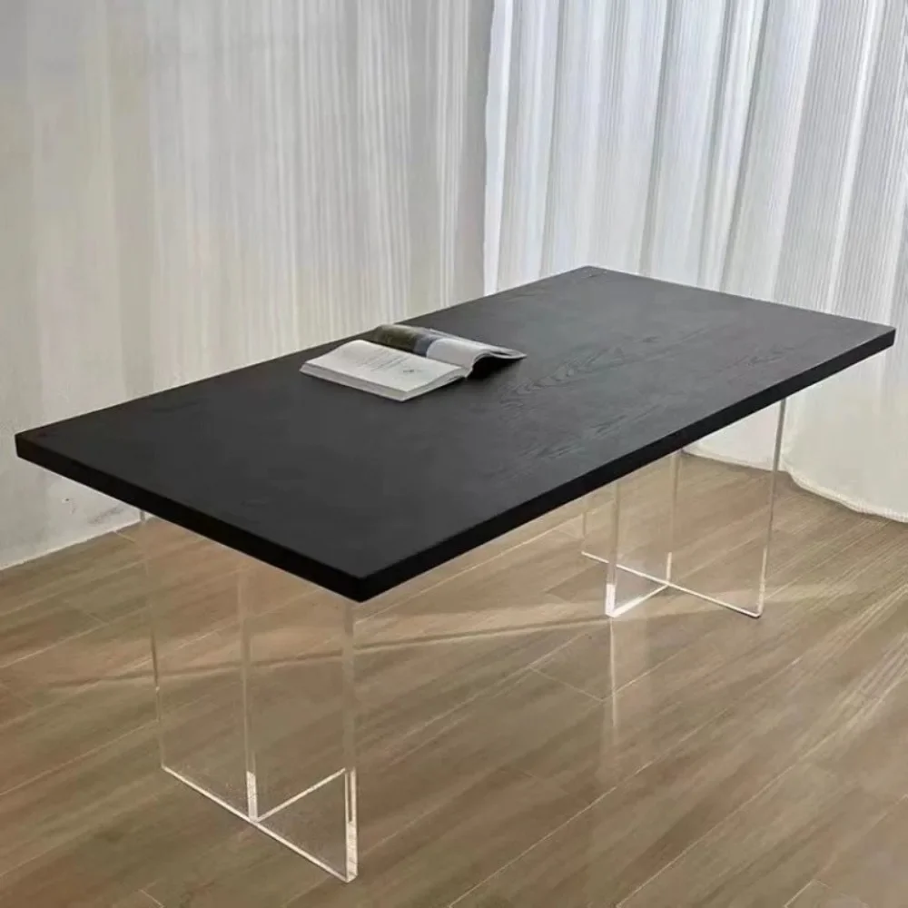 Nordic acrylic floating dining table creative long desk log design home workbench minimalist dining table