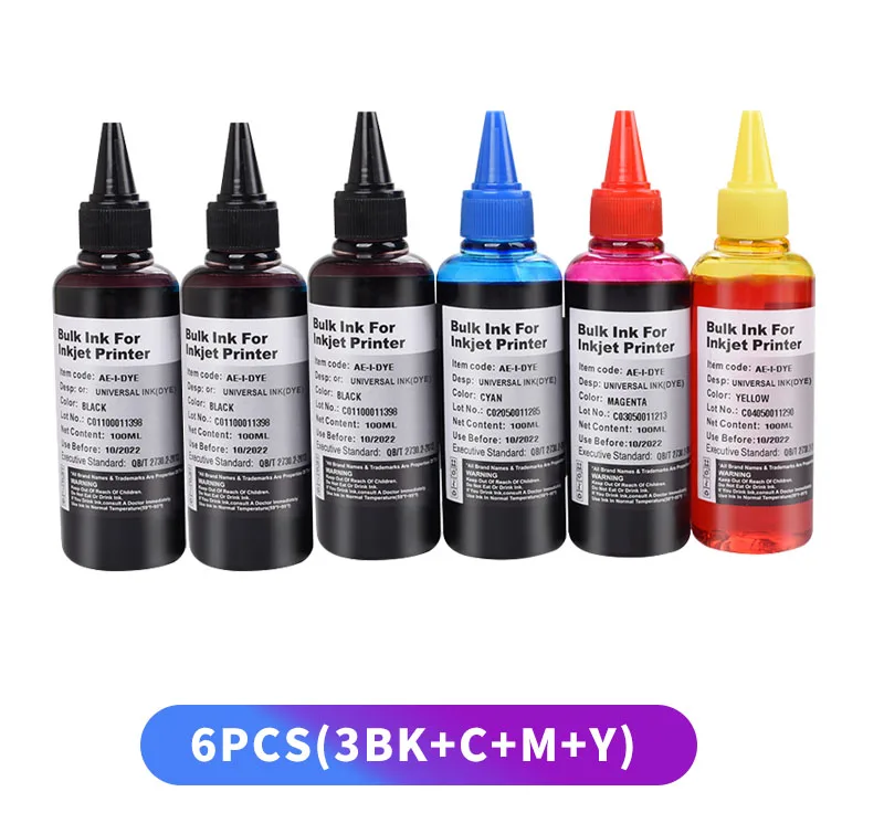 Saya 100ml Universal Refill Ink for Canon HP Epson Brother all Deskjet Inkjet Printer CISS ink Cartridges Dye Paint 4 Colors/set