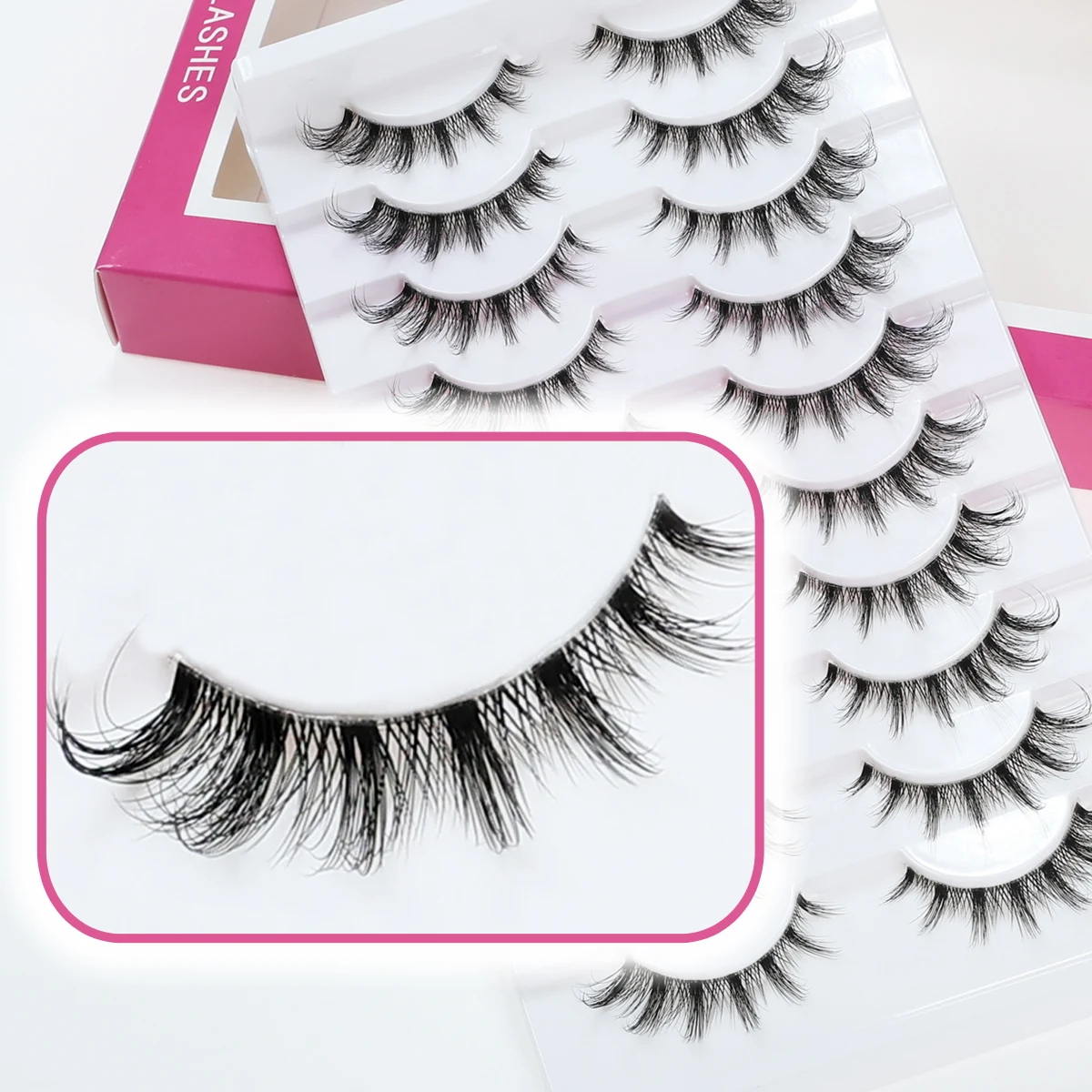 

Xuanfeiwu Natural Transparent Stem Fluffy Eyelashes for Sparse Lashes, Easy to Apply for Daily Use, Makeup Curling, Three-Dimensional False Eyelashes, Fluffy Performance Eyelashes