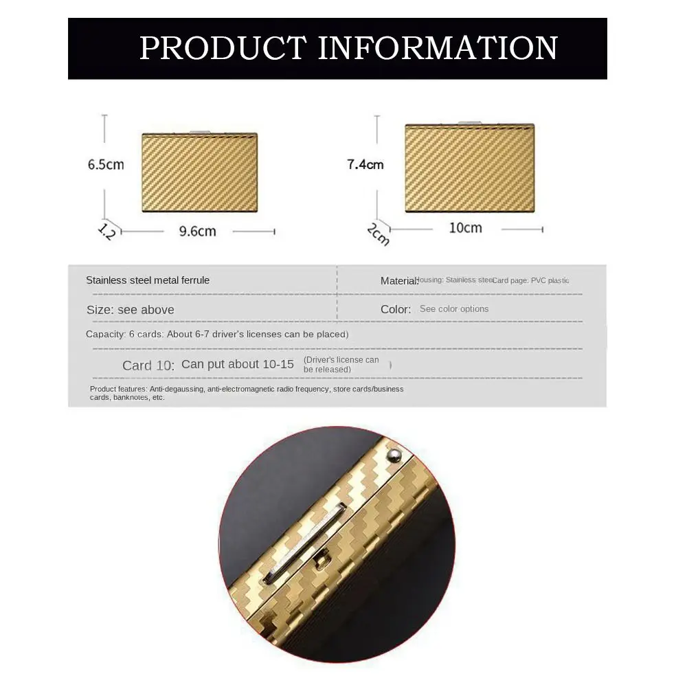 ธุรกิจ 6/10 ช่องใส่บัตรเครดิต Anti RFID Slim ID Cardholder สแตนเลสโลหะกรณีปอร์เต้คาร์เต้ทราเวล