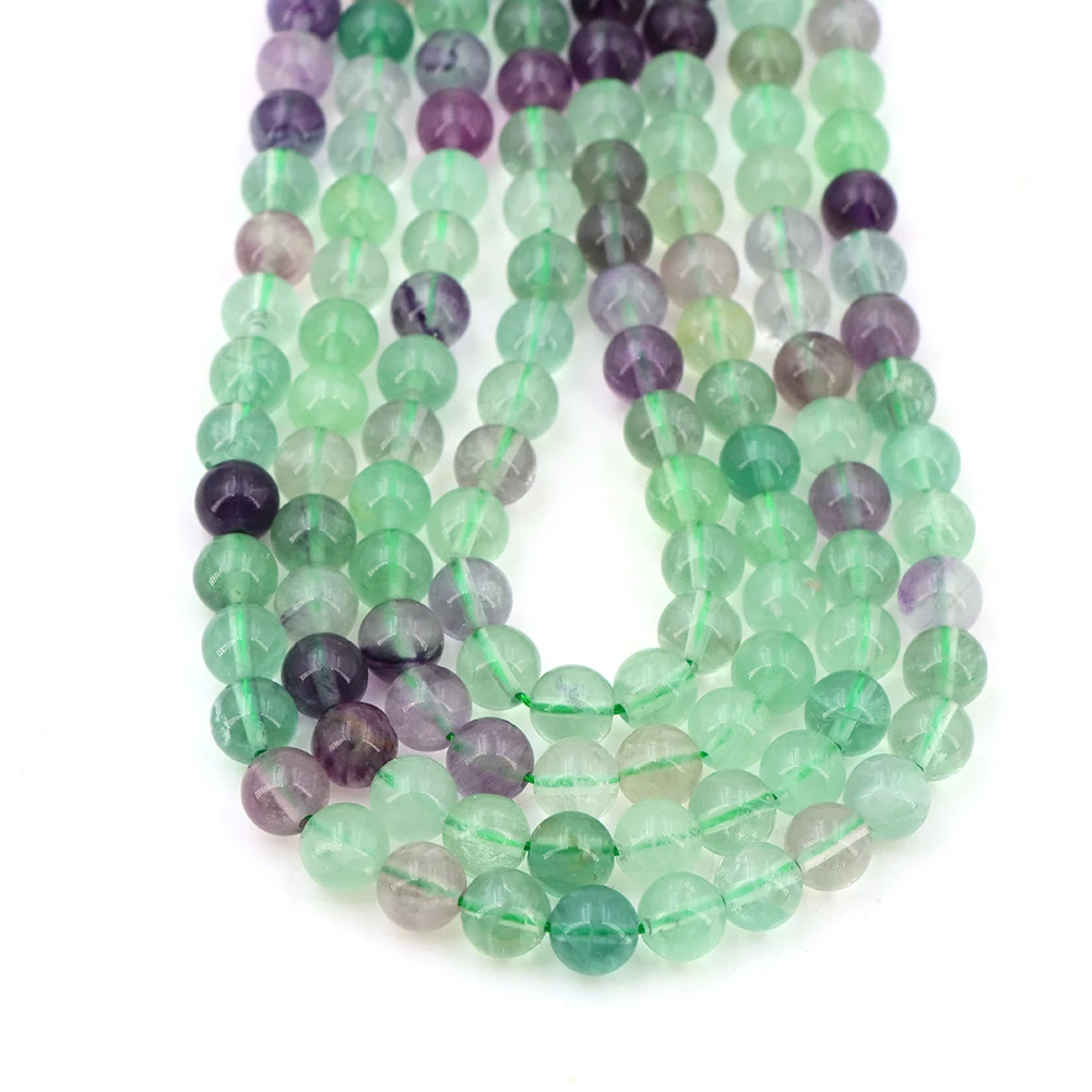 4 6 8 10 12mm Naturstein Fluorit Perlen Runde Lose Spacer Für Schmuck Machen DIY Armbänder Halskette Großhandel 15'' Strang ﻿