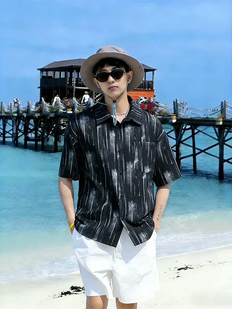 

Tie-Dye Ice Silk ort Sve irt Men's Summer Thin Hawaii Beach Vaion Beach Coat Cool Sensation Sun Protection Outerwear