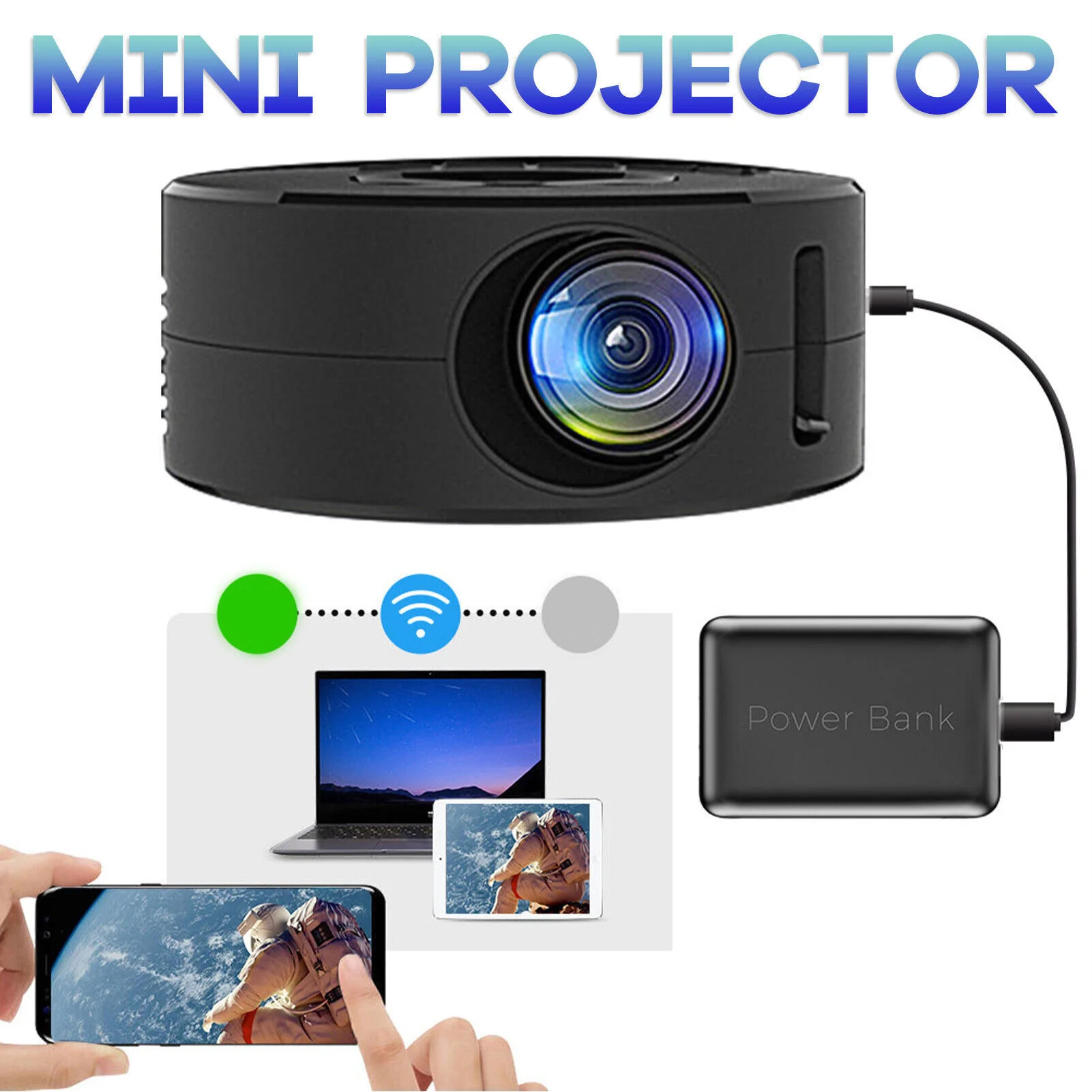 Mini LED Projector 1080p Built in Speaker Portable Small Home Projector with Same Screen Function for IOS for Android