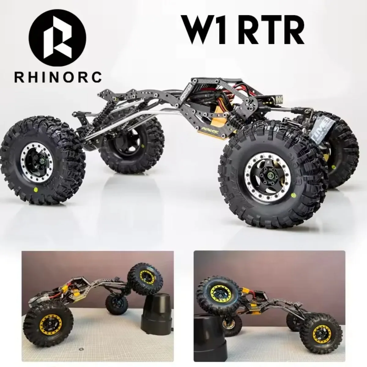 

New Rhino W1 Rtr Chassis 317mm 1/10 Shafty Crawler Rig With Moza 1.9 Inch Tires Brass Wheels