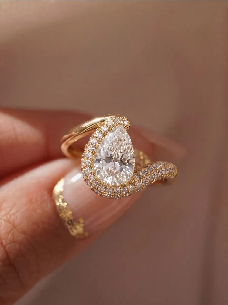 925 Sterling Silver Fashioned Shiny 6*9mm Waterdrop Zircon Ring For Women Wedding Party Daily High Quality Fashion Fine Jewelry