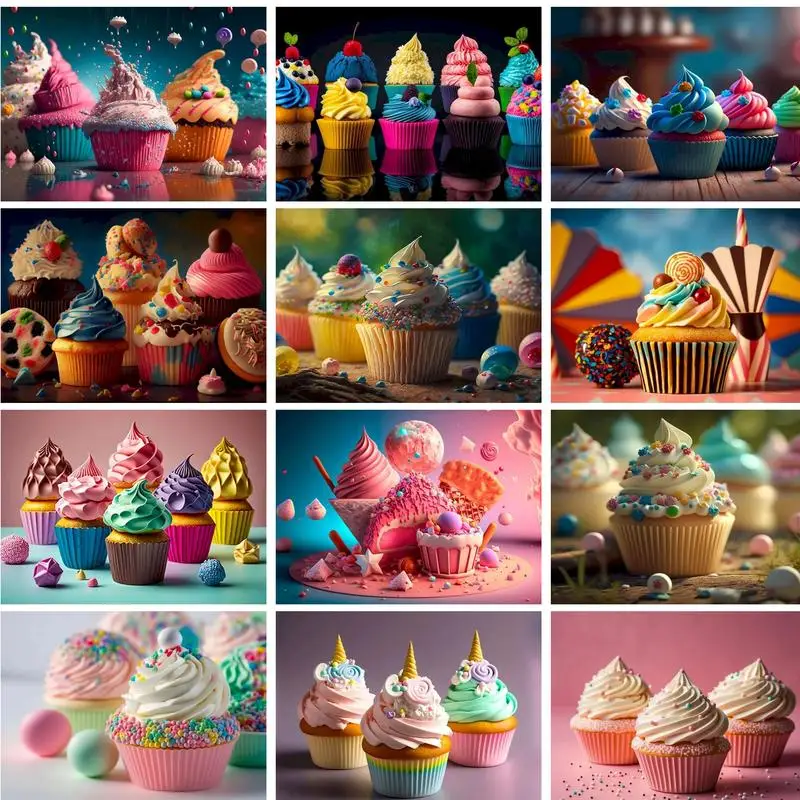 

PhotoCustom Modern Paint By Numbers For Adults Kids Ice Cream Number Coloring Home Decors Diy Crafts Winter Scene Unique Gift