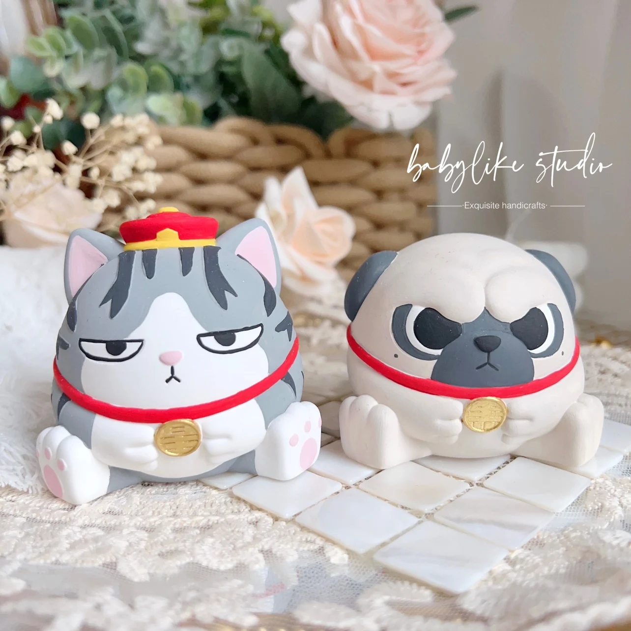 My Majesty's Cat Bazaar Black Dog White Mold Blank Model DIY Painted Decoration Item DIY Painted Aromatherapy Plaster Sculpture