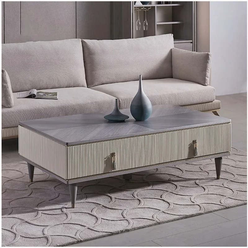 

American light luxury solid wood TV cabinet coffee table combination simple modern living room audio-visual cabinet square coffe