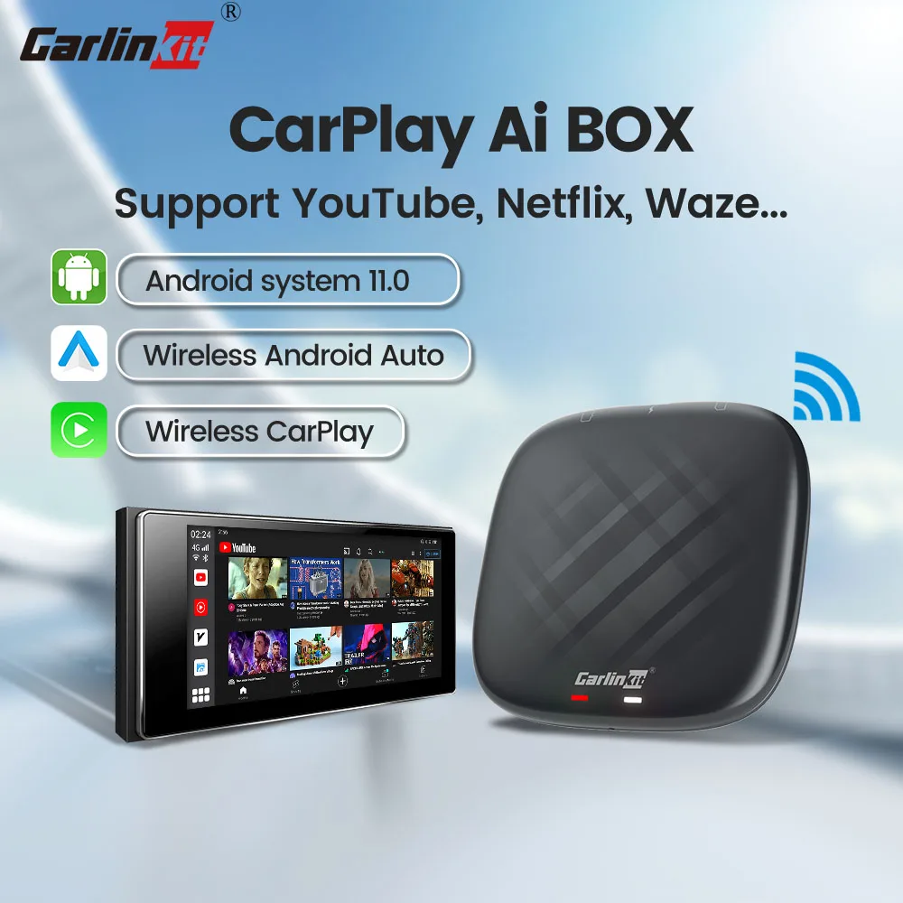 Android 11 CarlinKit CarPlay Ai Box Android Auto Wireless Multimedia Smart TV Adapter Streaming Box Video For Wired CarPlay Cars