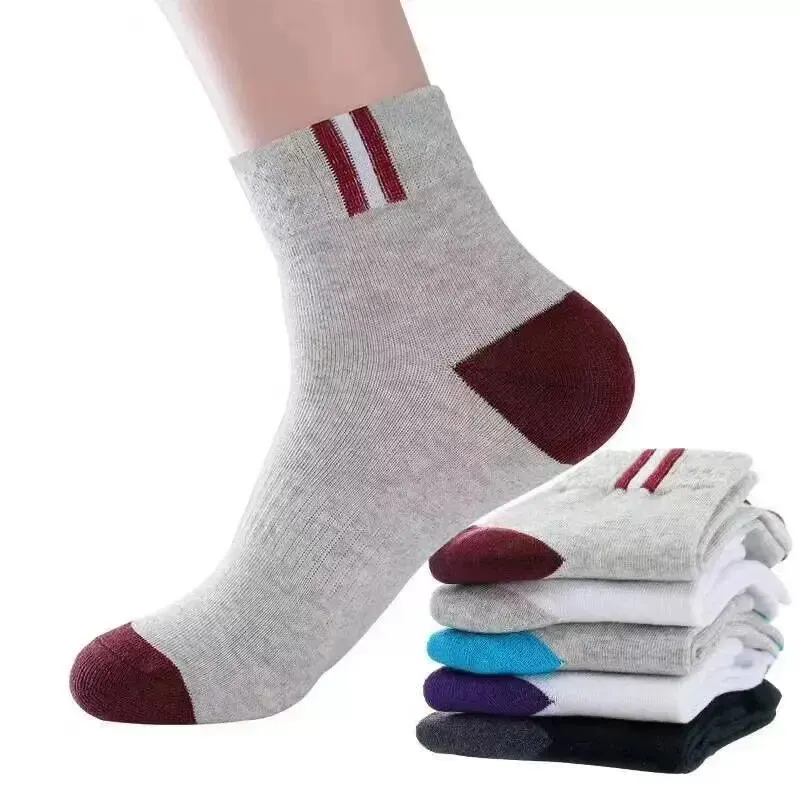 5 Pairs of Men\'s Mid-Calf Socks, Comfortable Cotton Business Casual Socks, Colorful Sports Style Classic Mid-Calf Socks