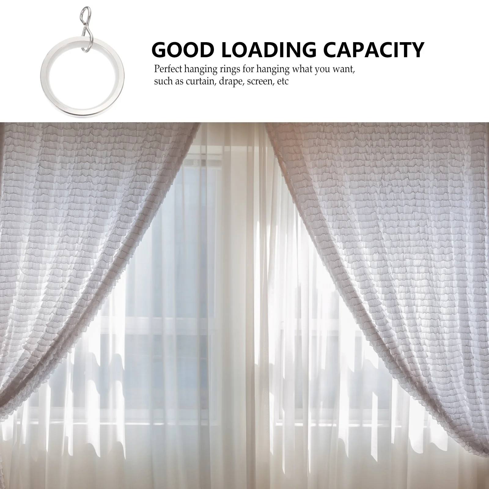 

20Pcs Stainless Steel Curtain Hanging Rings Strong Load Bearing Ring for Curtain Rod Shower Drapes Hook Rings Roman Rod Ring