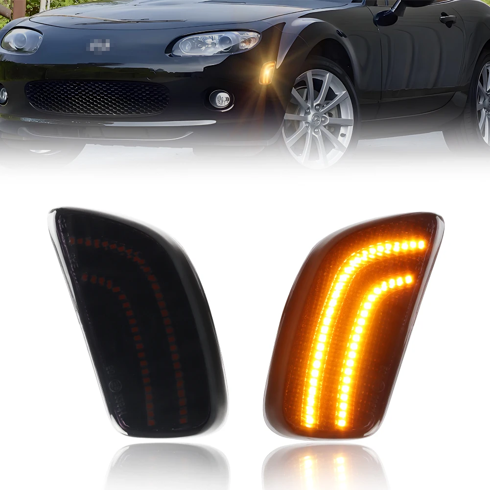 

2Pcs Front Bumper Turn Signal Light Turn Warning Light Fender Light Side Marker Light W/LED For 2006 2007 2008 MAZDA MX-5 MIATA