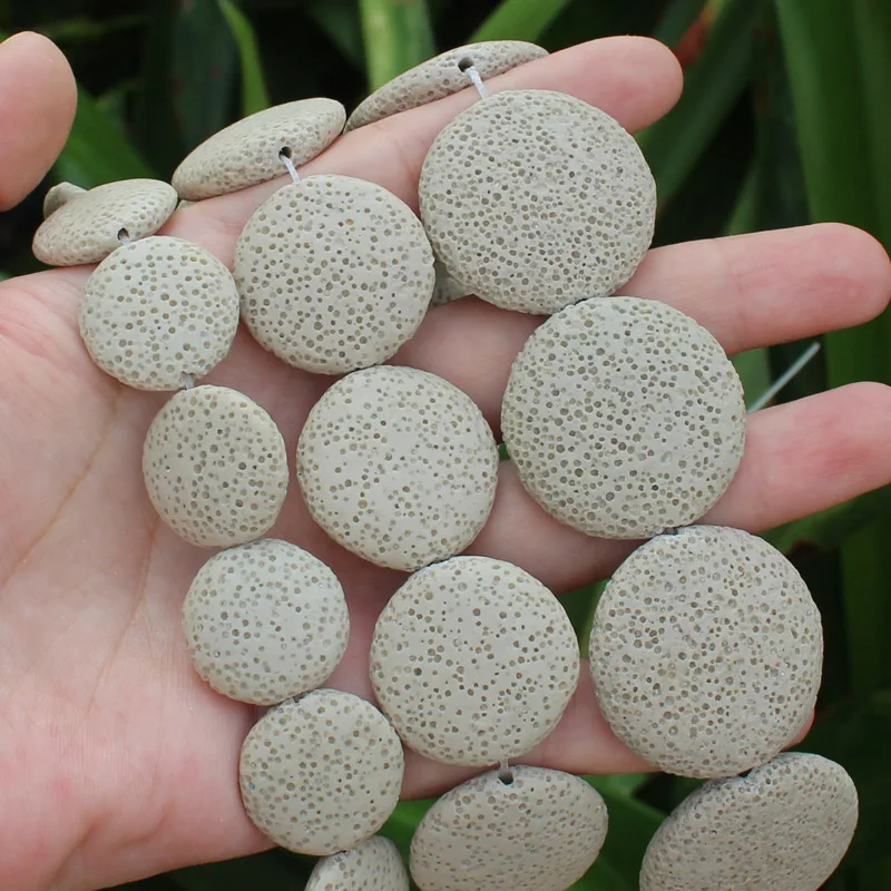 Multi-Color Volcanic Lava Stone Coin Shape 20mm,26mm,32mmLoose Beads 15\