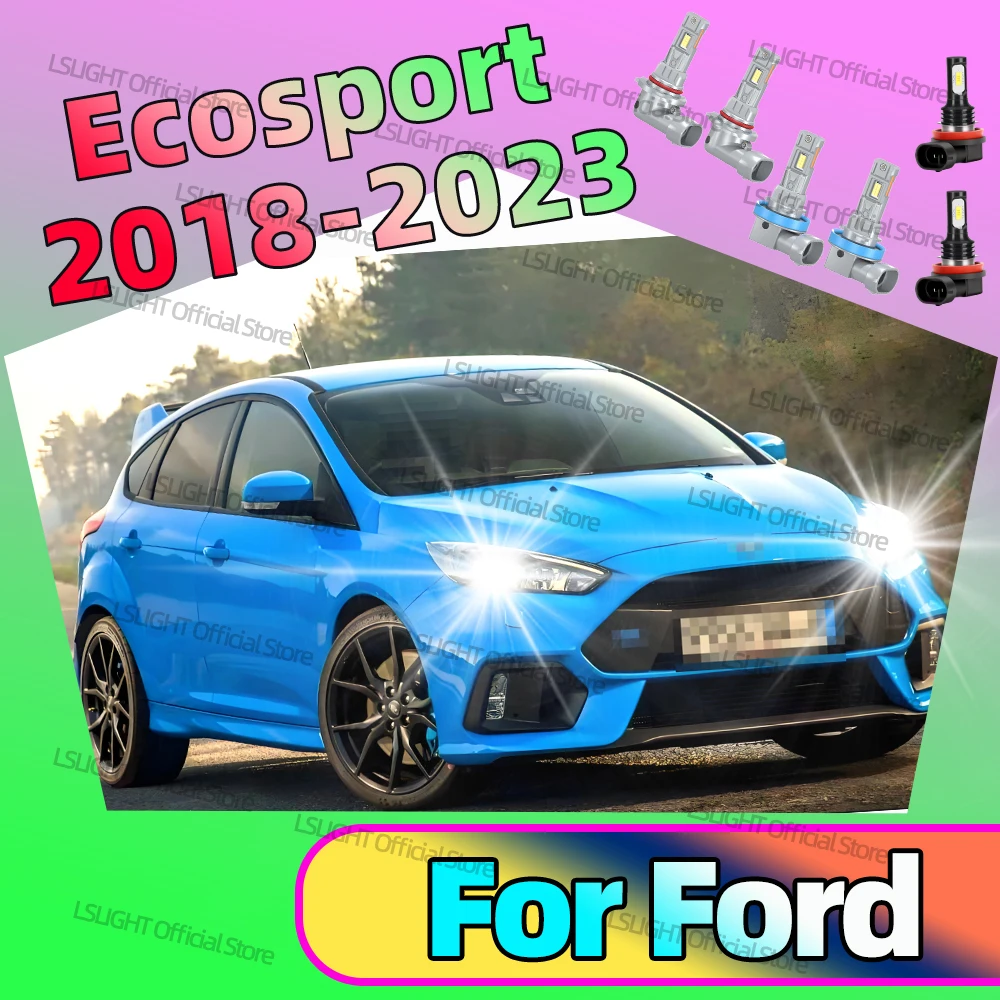 2/6x LED Headlight Foglamps For Ford Ecosport 2018-2023 2019 2020 2021 2022 High Low Beam Bulbs 6000K Fog Lamps Conversion Kit