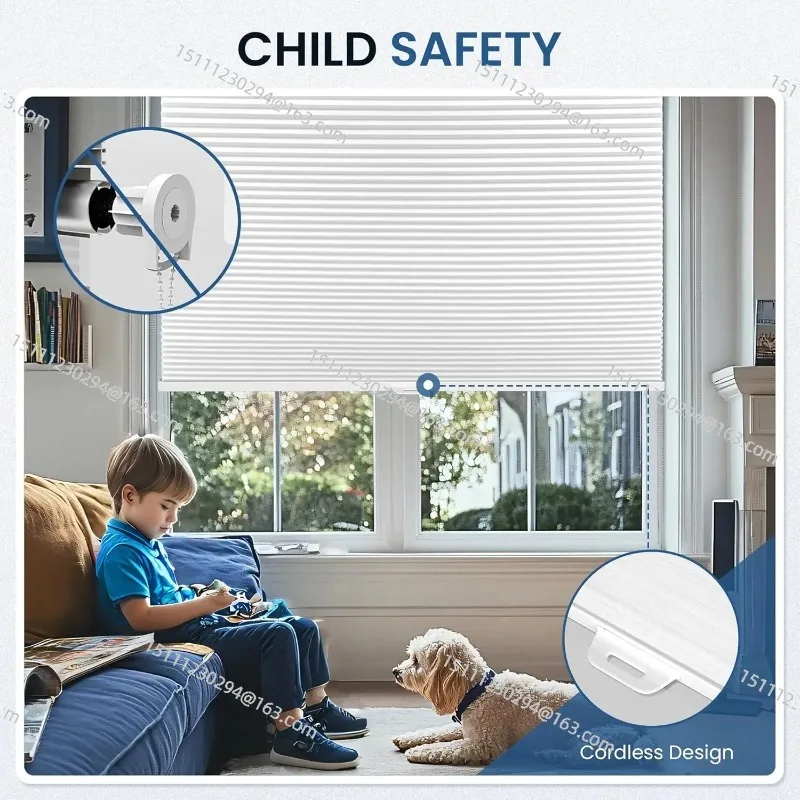 Hot Selling Modern Design No Drill Easy to Install Cordless Child Safe Stable Honeycomb Blinds for Windows