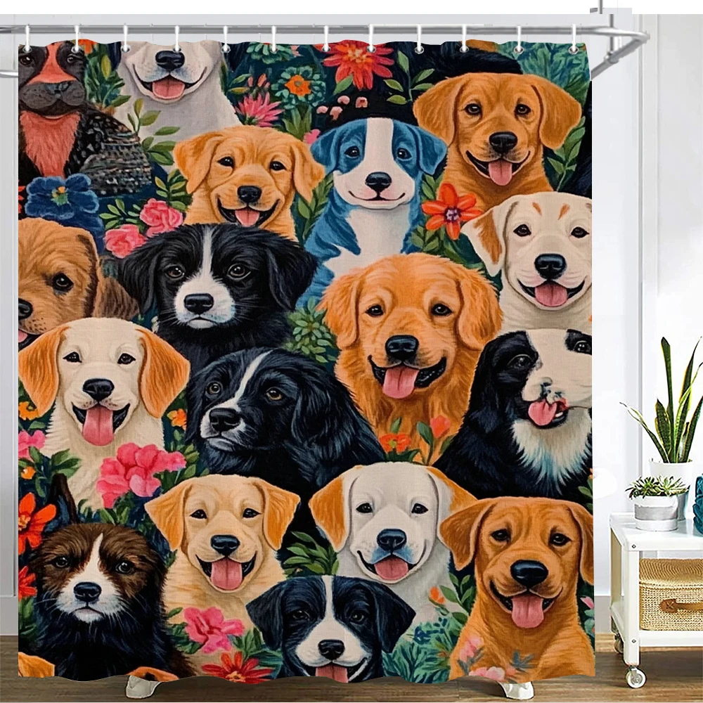

Lovely Dogs Shower Curtain 3D Printed Funny Creative Bathroom Curtains Waterproof Fabric Decor Bathtub Screen