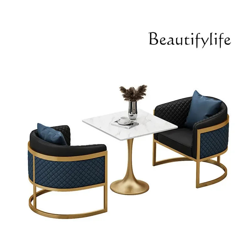 

Nordic milk tea shop cafe dining table and chair combination small rectangular table casual restaurant sofa seat