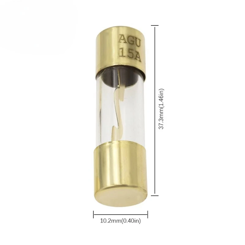 5PCS 10*38MM Gold Plated Glass AGU Fuse Fuses Pack Car Audio Amp Amplifier 10A 15A 20A 25A 30A 40A 50A 60A 70A 80A 100A Car Fuse