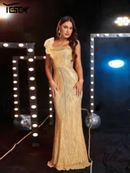 Yesexy New Elegant Beautiful Women's Dress Golden Sequin Mermaid Evening Wedding Birthday Party Dress