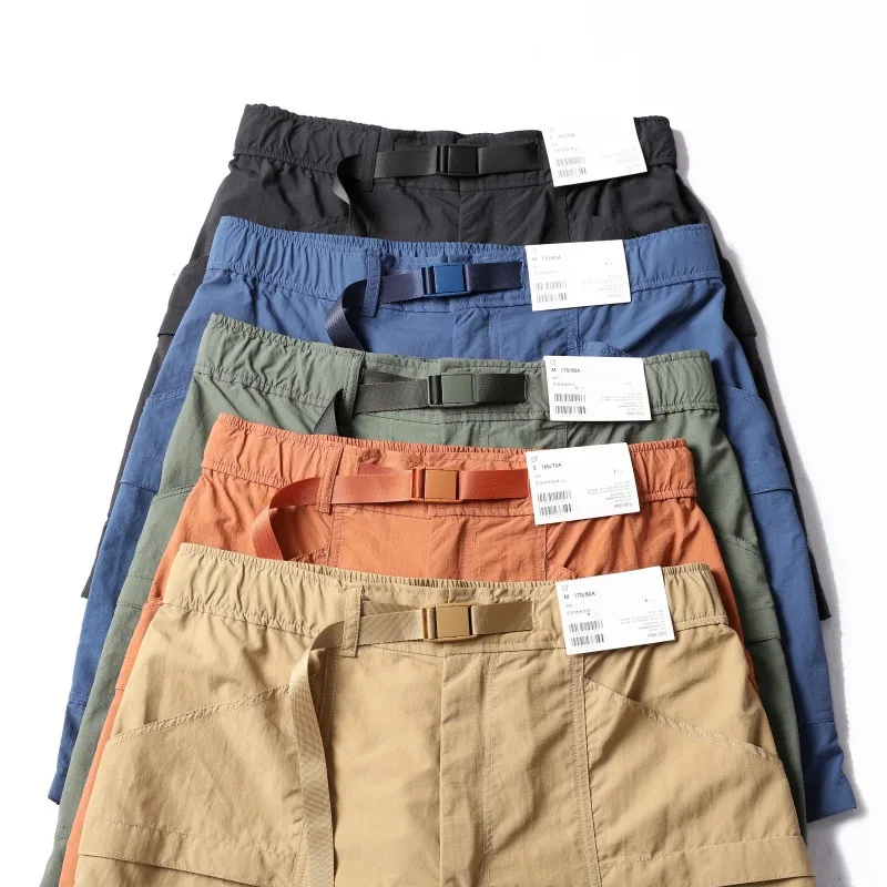 

Qui Dry Waterproof Breathable Outdoor Men's Thin Casual Elastic Waist orts Five-Quarter Length Faionable Urban Sle