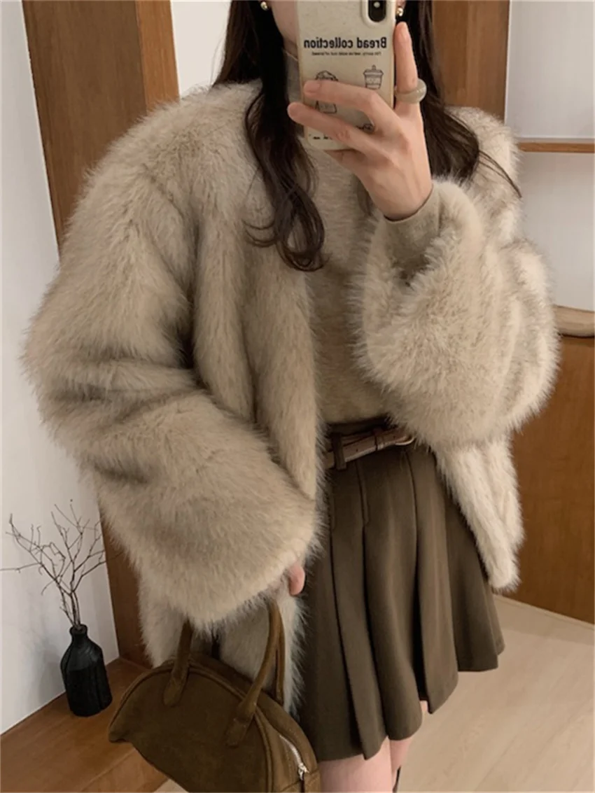 

Alien Kitty Warm New Gentle Coats Winter Faux Fur Chic Loose All Match Soft Elegant 2023 OL Daily Office Lady High Street